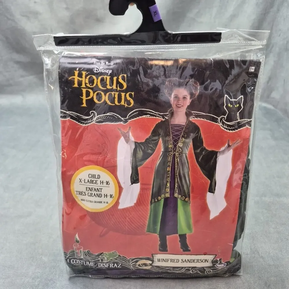 Hocus Pocus Winifred Sanderson Child Costume XL 14-16 Girls Dress Disney NEW